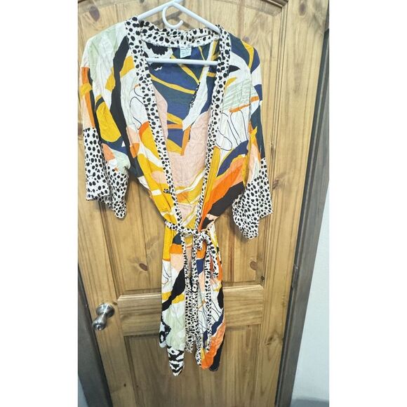 Beach Robe Boho Robe Summer Chic Cover-Up with Talulla Leaf in Orange‎ One Size - Picture 1 of 4